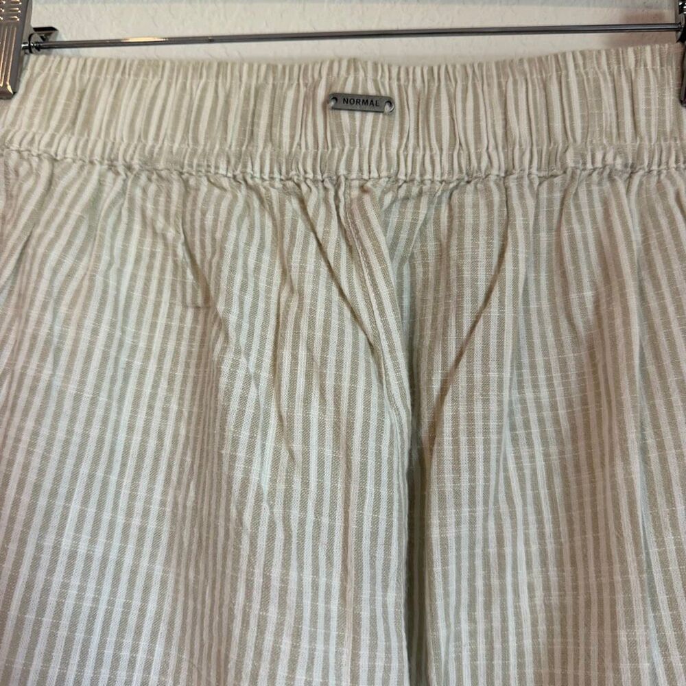 The Normal Brand Beige Striped Cotton Wide Leg Pull On Pants Women's Size Small - Picture 4 of 7